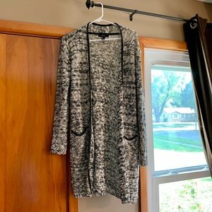 Long black and white cardigan